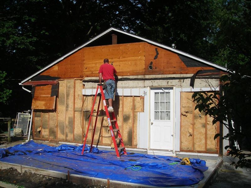 Garage addition siding removal